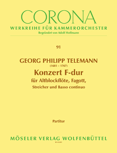 Konzert F-Dur&nbsp;&nbsp;für Altblockflöte, Fagott, Streicher und Bc&nbsp;&nbsp;Partitur