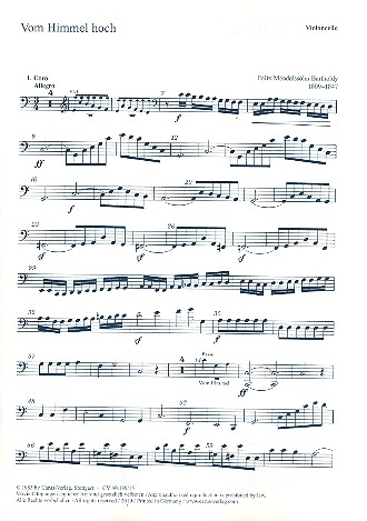 Vom Himmel hoch&nbsp;&nbsp;für Soli (S Bar), gem Chor (SSATB) und Orchester&nbsp;&nbsp;Violoncello 1