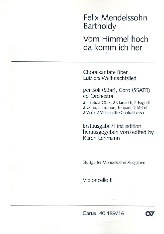 Vom Himmel hoch da komm ich her&nbsp;&nbsp;für Soli (S Bar), gem Chor (SSATB) und Orchester&nbsp;&nbsp;Violoncello 2