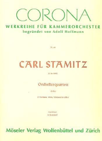 Orchesterquartett G-Dur&nbsp;&nbsp;für 2 Violinen, Viola und Violoncello (Kontrabass)&nbsp;&nbsp;Partitur
