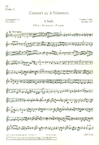 Consort Band 2  für 4 Blockflöten (SATB) oder Streicher  Einzelstimme - Alt-Blockflöte/Violine II
