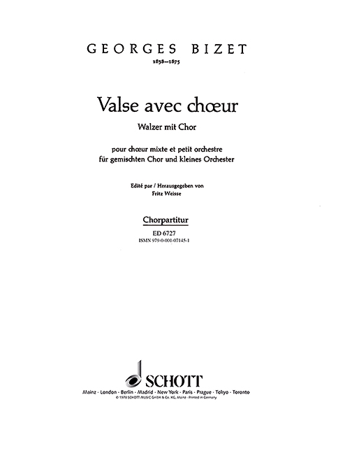 Valse avec choeur  für gemischten Chor (SATB) und kleines Orchester oder Klavier  Chorpartitur
