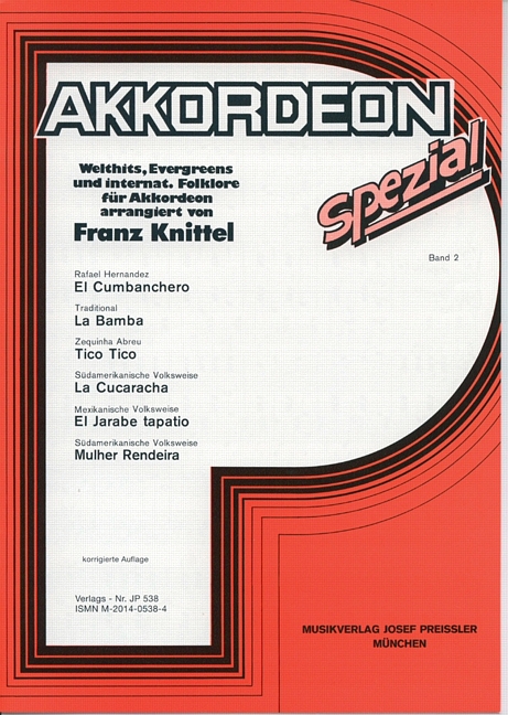 Akkordeon spezial Band 2  Welthits und Evergreens für  Akkordeon