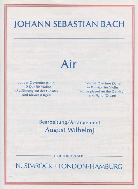 Air aus der Suite D-Dur&nbsp;&nbsp;für Violine und Klavier&nbsp;&nbsp;