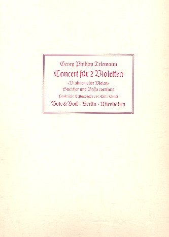 Konzert&nbsp;&nbsp;für 2 Violetten (Violinen oder Violen) und Streicher&nbsp;&nbsp;Klavierauszug