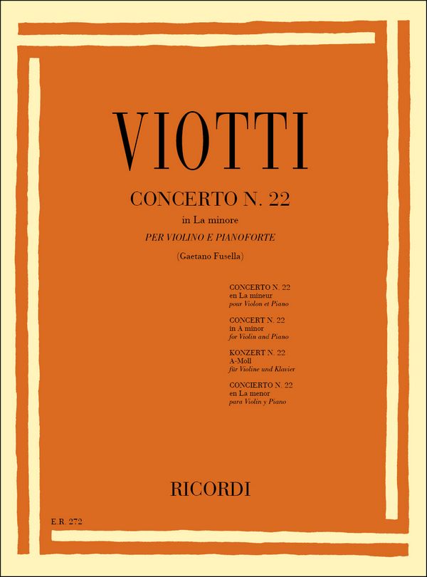 Concerto no.22 la minore per violino e archi  per violino e piano  