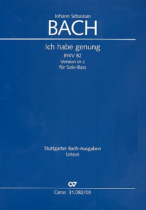 Ich habe genug (c-Moll mit Bass (Mezzosopran))&nbsp;&nbsp;Kantate Nr.82 BWV82&nbsp;&nbsp;Klavierauszug (dt/en)