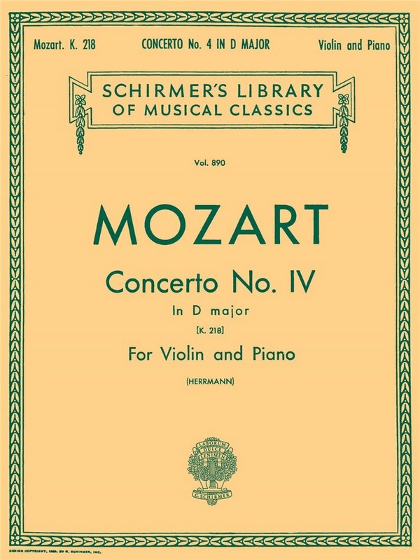 Concerto D major no.4 KV218 for&nbsp;&nbsp;violin and orchestra for violin and piano&nbsp;&nbsp;
