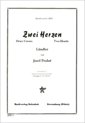 ZWEI HERZEN LAENDLER FUER&nbsp;&nbsp;AKKORDEON   2STIMMEN&nbsp;&nbsp;