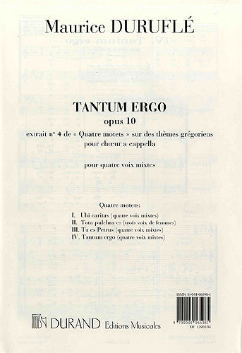 Tantum ergo op.10  pour choeur mixte a cappella  partition