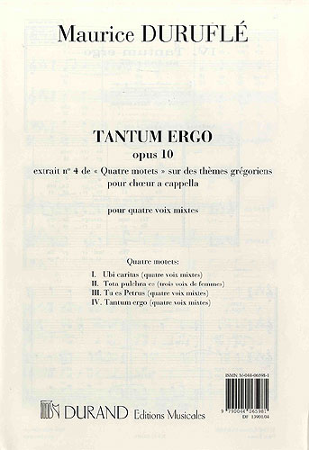 Tantum ergo op.10&nbsp;&nbsp;pour choeur mixte a cappella&nbsp;&nbsp;partition