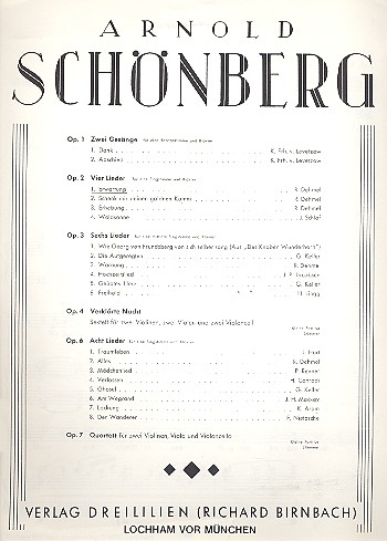 Erwartung op.2,1  für Singstimme und Klavier  