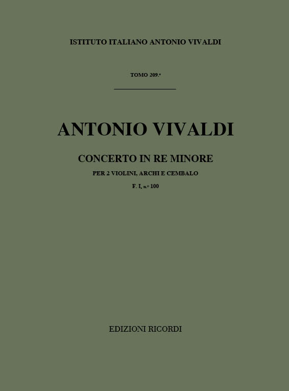 Concerto re minore F1:100 per&nbsp;&nbsp;2 violini, archi e bc&nbsp;&nbsp;Partitur