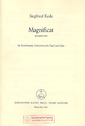Magnificat peregrini toni für  Einzelstimme, konzertierende Orgel  und Chor,  Partitur (la),    Verlagskopie
