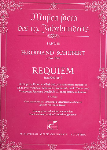 Requiem g-Moll op.9&nbsp;&nbsp;für Soli, gem Chor und Orchester&nbsp;&nbsp;Partitur