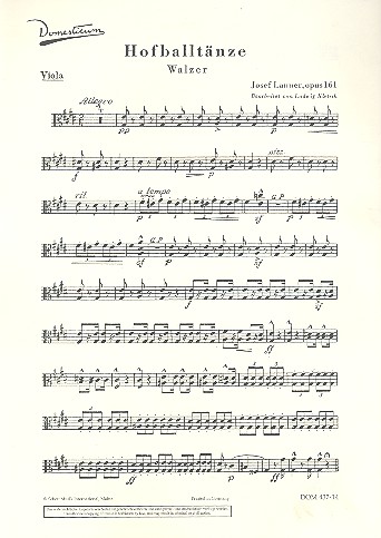 Hofballtänze op.161  für Salonorchester  Viola