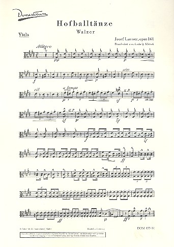 Hofballtänze op.161  für Salonorchester  Viola