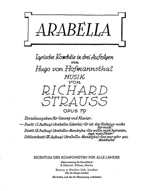 Er ist der richtige nicht für mich (aus 'Arabella')&nbsp;&nbsp;für 2 Soprane und Klavier&nbsp;&nbsp;