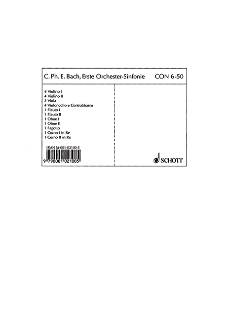 Sinfonie D-Dur Nr.1 WQ183,1  für Orchester  Stimmensatz (Harmonie und 4-4-2-2-2)