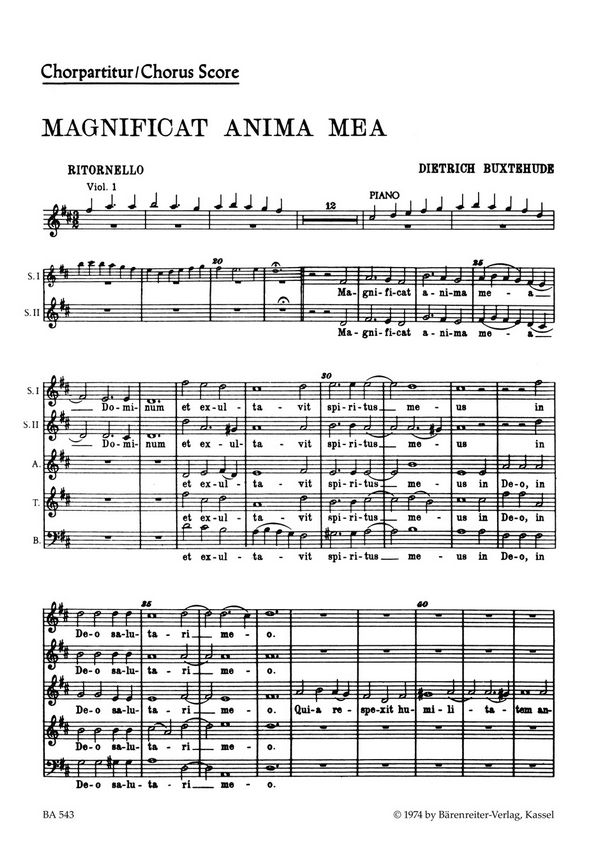 Magnificat anima mea für 5&nbsp;&nbsp;gemischte Stimmen und Streicher&nbsp;&nbsp;Chorpartitur (la) (Mindestmenge 10 x )=