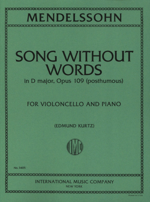 Song without Words D major oppost.109&nbsp;&nbsp;for violoncello and piano&nbsp;&nbsp;