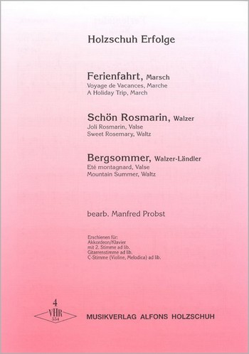 Holzschuh Erfolge Band 4 für&nbsp;&nbsp;Akkordeon/Klavier,  Stimmen&nbsp;&nbsp;Probst, Manfred, ed