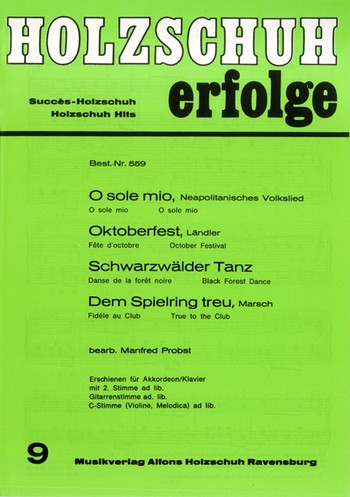 Holzschuh-Erfolge Band 9&nbsp;&nbsp;für Akkordeon (Klavier)&nbsp;&nbsp;mit 2. Stimme, Gitarrenstimme und C-Stimme
