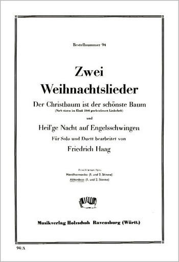 zwei weihnachtslieder fuer akkor-&nbsp;&nbsp;deon&nbsp;&nbsp;haag, ed