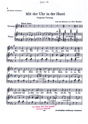 Mit der Uhr in der Hand&nbsp;&nbsp;für Singstimme und Klavier (dt)&nbsp;&nbsp;
