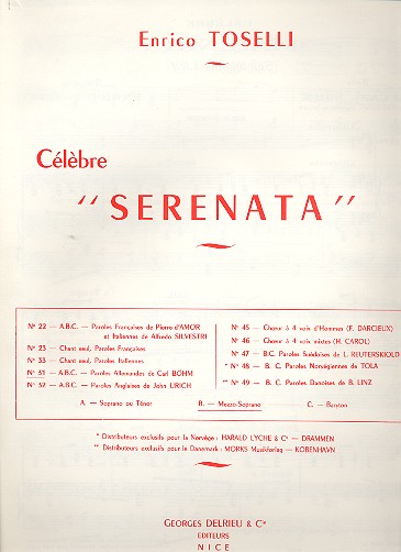 Célèbre Serenata pour voix moyenne et piano (dt)    