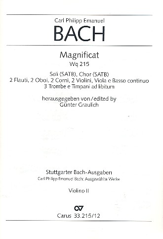 Magnificat D-Dur WQ215  für Soli, gem Chor und Orchester  Violine 2