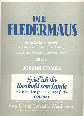 Spiel ich die Unschuld vom Lande (Couplet)&nbsp;&nbsp;für Koloratursopran und Klavier (dt)&nbsp;&nbsp;