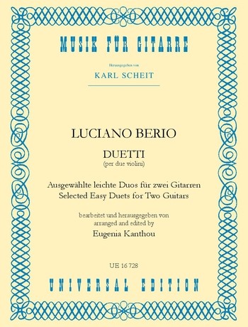Duetti Ausgewählte leichte Duos  für 2 Gitarren  Partitur