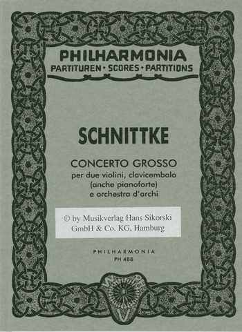 Concerto grosso  per 2 violini, clavicembalo (pianoforte) e orchestra d'archi  Studienpartitur