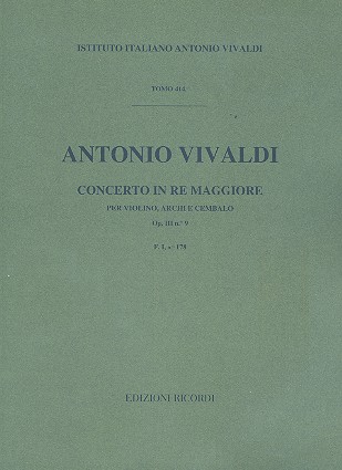 Concerto re maggiore op. 3,9&nbsp;&nbsp;per violino e archi&nbsp;&nbsp;Partitur