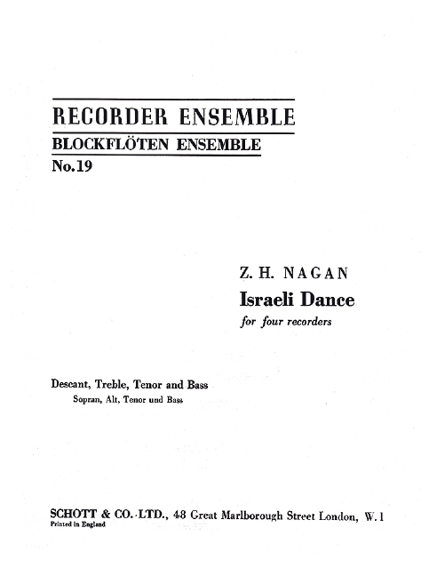 Israelian Dance&nbsp;&nbsp;for 4 recorders (SATB)&nbsp;&nbsp;score