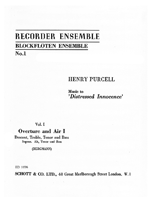 Distressed innocence Book 1 - Ouverture and air&nbsp;&nbsp;for SATB recorders&nbsp;&nbsp;score
