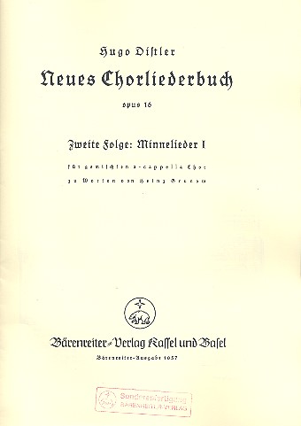 Minnelieder Band 1 aus op.16 für  gem Chor a cappella  Archivkopie
