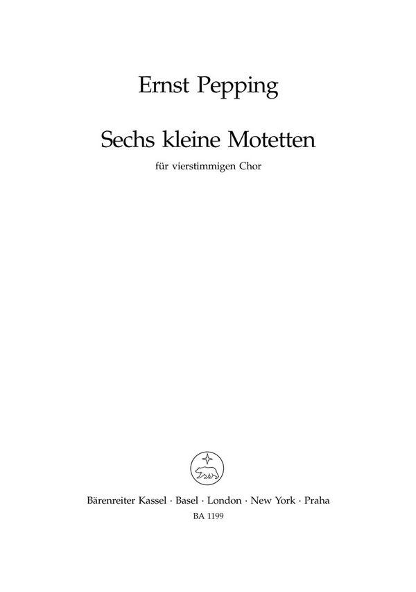 6 kleine Motetten  für gem Chor  Partitur (dt)