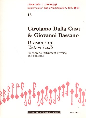 Divisions on 'Vestiva i colli'  for soprano instrument (voice) and bc  