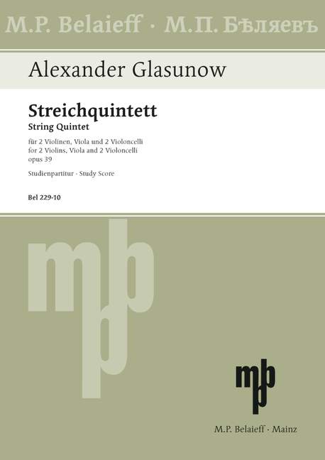 Streichquintett op.39&nbsp;&nbsp;für 2 Violinen, Viola und 2 Violoncelli&nbsp;&nbsp;Studienpartitur