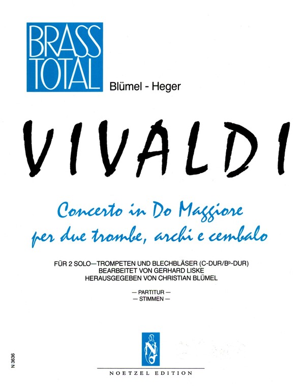 Concerto do maggiore RV537&nbsp;&nbsp;fuer 2 Trompeten und Blechbläser&nbsp;&nbsp;Partitur und 14 Stimmen