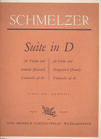 Suite D-Dur für Violine und Cembalo&nbsp;&nbsp;(Klavier), Violoncello ad lib.&nbsp;&nbsp;Partitur und 2 Stimmen