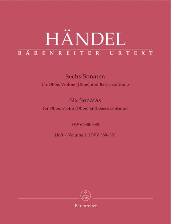 6 Sonaten Band 1 HWV380-381  für Oboe, Violine (Oboe) und Bc  