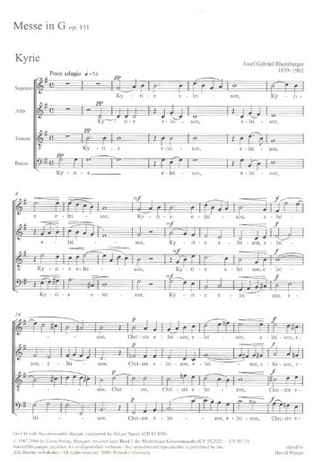 Missa Sti. Crucis G-Dur op.151&nbsp;&nbsp;für gem Chor&nbsp;&nbsp;Partitur (la)