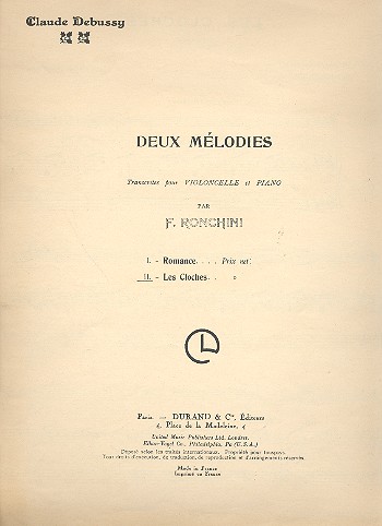 Les cloches pour violoncelle et  piano  