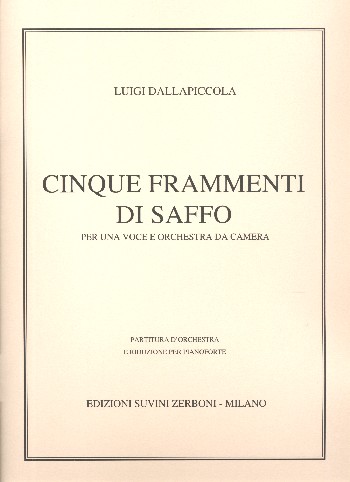 5 frammenti di Saffo  per soprano e orchestra da camera, 1942  partitura (it)