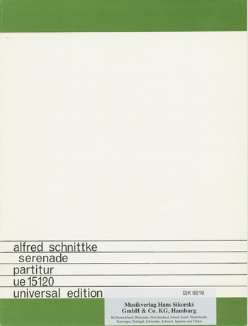 Serenade&nbsp;&nbsp;für Klarinette, Violine, Kontrabass, Schlagzeug und Klavier&nbsp;&nbsp;Partitur