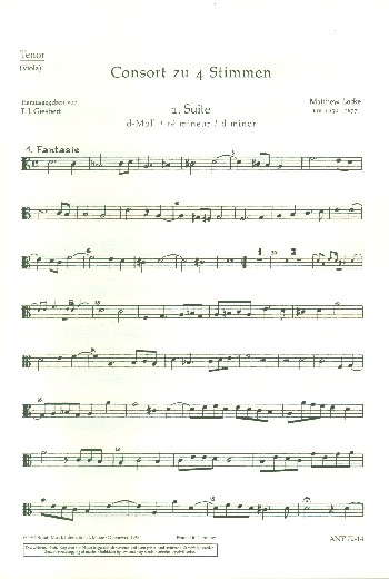 Consort Band 1  für 4 Blockflöten (SATB) oder Streicher  Einzelstimme - Tenor-Blockflöte/Viola