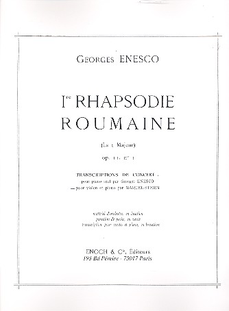 Rhapsodie roumaine la majeur op.11 no.1  pour violon et piano  